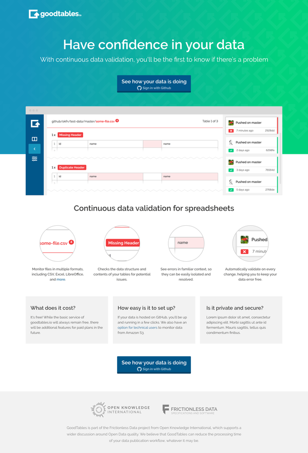 Home page, showing app screenshot